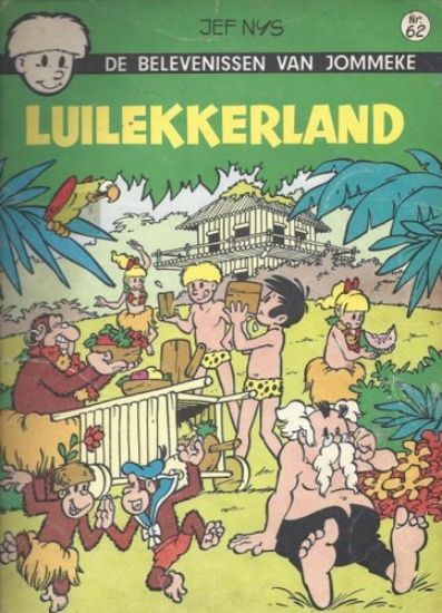 Afbeelding van Jommeke #62 - Luilekkerland (zwart wit) - Tweedehands (HET VOLK, zachte kaft)